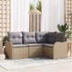 Ensemble de Canapé de Jardin de 4 Pièces avec Coussins en Rotin Poly Beige
