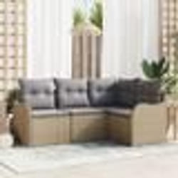 Ensemble de Canapé de Jardin de 4 Pièces avec Coussins en Rotin Poly Beige