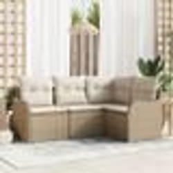 Ensemble de canapé de jardin vidaXL 4 pièces avec coussins en rotin poly beige