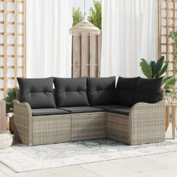 vidaXL Ensemble de canapé de jardin 4 pcs Gris clair Poly rotin