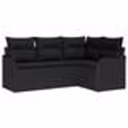 vidaXL Ensemble de Canapé de Jardin 4 Pièces avec Coussins en Rotin Noir