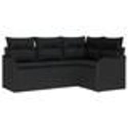 vidaXL Ensemble de Canapé de Jardin 4 Pièces avec Coussins en Rotin Noir