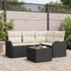 Ensemble de Canapé de Jardin de 4 Pièces avec Coussins en Rotin Poly Brown vidaXL