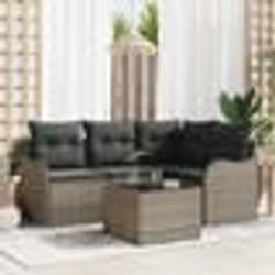 Ensemble de canapé de jardin de 4 pièces avec coussins en Rattan poly noir