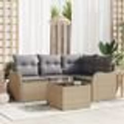 Ensemble de canapé de jardin 5 pièces avec coussins en poly rotin noir