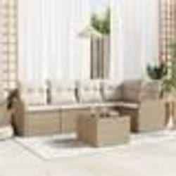 Ensemble de canapé de jardin vidaXL 6 pièces avec coussins en rattan synthétique marron