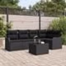 Ensemble de Canapés Jardin 6 Pièces avec Coussins Beige en Rattan Poly