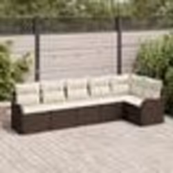 vidaXL Ensemble de Canapé de Jardin 6 Pièces avec Coussins en Poly Rotin Marron