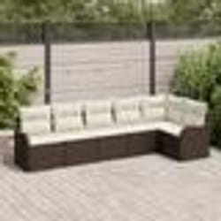 vidaXL Ensemble de Canapé de Jardin 6 Pièces avec Coussins en Poly Rotin Marron