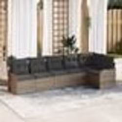 Ensemble de Canapé de Jardin 6 Pièces avec Coussins en Poly Rattan Gris