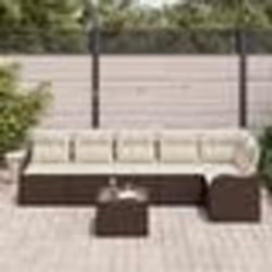 Ensemble de Canapé de Jardin 6 Pièces avec Coussins Gris Poly Rattan