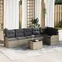 Ensemble de Canapés de Jardin 6 Pièces avec Coussins Noir Poly Rattan