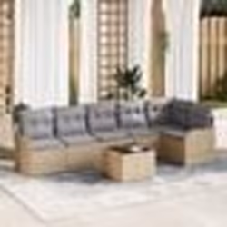 Set de Canapé de Jardin 7 Pièces avec Coussins Noir Poly Rattan