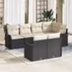Canapé de jardin 7 pièces avec coussins Noir Poly Rattan