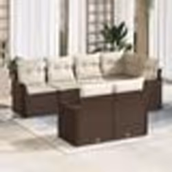 vidaXL Ensemble de canapé de jardin 7 pièces, coussins marron en poly rotin