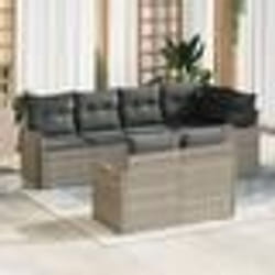 Canapé de Jardin Modulable de 7 pièces avec Coussins Gris Clair en Poly Rotin