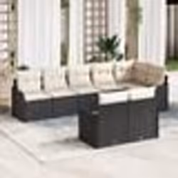 Set de canapé de jardin 8 pièces avec coussins noir poly rotin