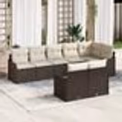 Set de Canapé de Jardin 8 Pièces avec Coussins Marron Rotin Poly