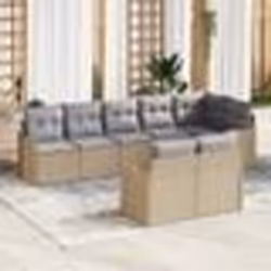 Set de Canapé de jardin 8 pièces vidaXL avec coussins en rattan poly beige