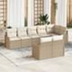 vidaXL Ensemble de canapés de jardin 8 pièces avec coussins en rotin poly beige