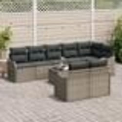 vidaXL Ensemble de Canapé de Jardin 8 pièces avec Coussins Rattan Poly Noir