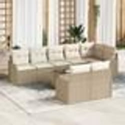 vidaXL Ensemble de Canapé de Jardin 9 Pièces avec Oreillers en Rattan Poly Brown