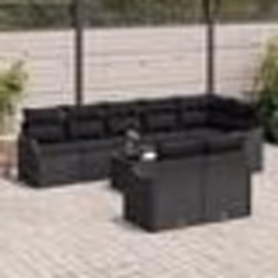 Set Canapé Jardin 9 Pièces Coussins Beige Poly Rattan