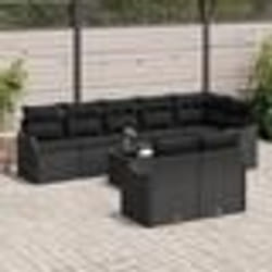 Set Canapé Jardin 9 Pièces Coussins Beige Poly Rattan