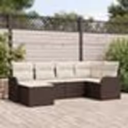 Ensemble de 6 pièces de canapés de jardin avec coussins marron en poly rattan