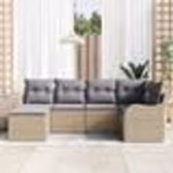 Ensemble de canapés de jardin 6 pièces avec coussins beige en poly rattan