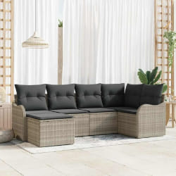 vidaXL Ensemble de canapé de jardin 6 pcs Gris clair Poly rotin