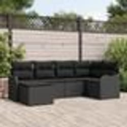 Ensemble de canapé de jardin vidaXL 6 pièces avec coussins noir en poly rotin