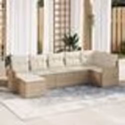 Ensemble de canapé de jardin vidaXL 7 pièces avec coussins beige poly rotin