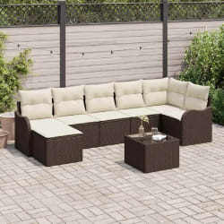 Ensemble de Canapés de Jardin en 7 Pièces avec Coussins Gris Poly Rattan