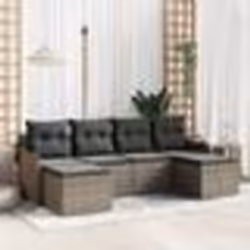 Ensemble de Canapé de Jardin 6 Pièces avec Coussins en Rattan Gris Poly