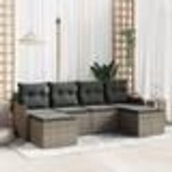 Ensemble de Canapé de Jardin 6 Pièces avec Coussins en Rattan Gris Poly