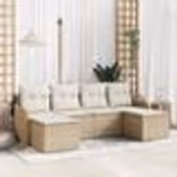 Ensemble de canapé de jardin 6 pièces avec coussins beige Poly Rattan vidaXL
