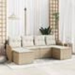 Ensemble de canapé de jardin 6 pièces avec coussins beige Poly Rattan vidaXL