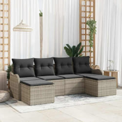 vidaXL Ensemble de canapé de jardin 6 pcs Gris clair Poly rotin