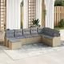 Canapé de jardin 8 pièces avec coussins Beige Poly Rattan