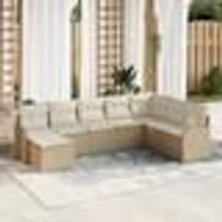 Ensemble de Canapé de Jardin vidaXL 8 Pièces avec Coussins Beige, Poly Rattan