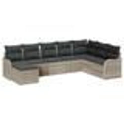 Ensemble de canapé de jardin 8 pièces avec coussins Gris clair Poly rotin