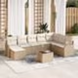 Canapé de jardin 9 pièces avec coussins marron en poly rattan