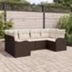 Ensemble de canapé de jardin vidaXL 6 pièces avec coussins en rattan poly marron