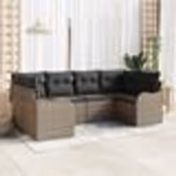 Ensemble de Canapé de Jardin 6 Pièces avec Coussins Gris Poly Rattan