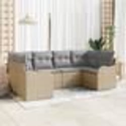 vidaXL Ensemble de Canapé de Jardin 6 Pièces avec Coussins Beige Rotin Polyester