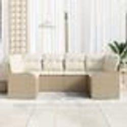 Ensemble de Canapés de Jardin vidaXL à 6 pièces avec Coussins Beige Rattan Poly