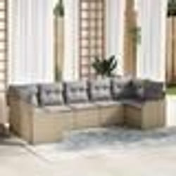 Ensemble de canapé de jardin 7 pièces avec coussins Beige Poly Rattan