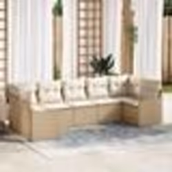 Ensemble de Canapés de Jardin vidaXL 7 Pièces avec Coussins en Poly Rattan Beige