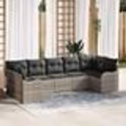 Ensemble de canapés de jardin 7 pièces avec coussins gris clair poly rotin